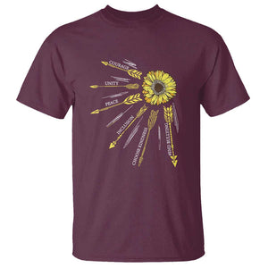 Anti Bullying Awareness T Shirt Courage Unity Peace Inclusion Choose Kindness Sunflower TS11 Maroon Print Your Wear