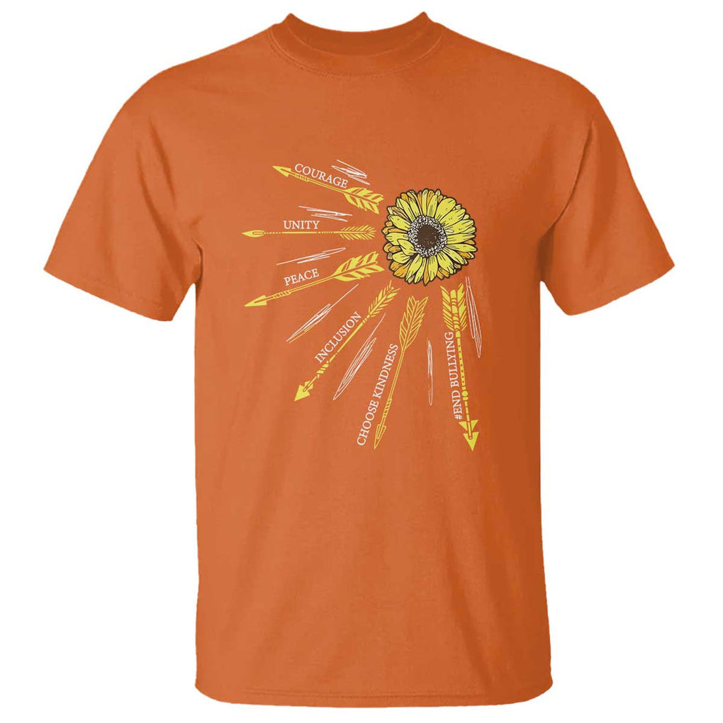 Anti Bullying Awareness T Shirt Courage Unity Peace Inclusion Choose Kindness Sunflower TS11 Orange Print Your Wear