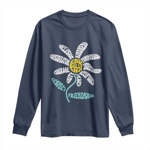 Anti Bullying Awareness Long Sleeve Shirt End Bullying Courage Kindness Peace Inclusion Daisy Flower TS11 Navy Print Your Wear