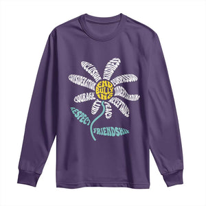 Anti Bullying Awareness Long Sleeve Shirt End Bullying Courage Kindness Peace Inclusion Daisy Flower TS11 Purple Print Your Wear