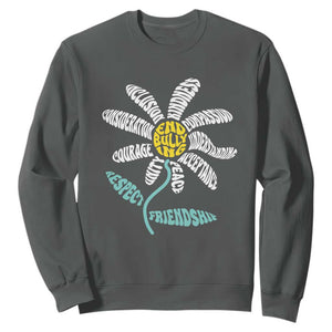 Anti Bullying Awareness Sweatshirt End Bullying Courage Kindness Peace Inclusion Daisy Flower TS11 Dark Heather Print Your Wear