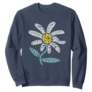 Anti Bullying Awareness Sweatshirt End Bullying Courage Kindness Peace Inclusion Daisy Flower TS11 Navy Print Your Wear