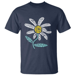 Anti Bullying Awareness T Shirt End Bullying Courage Kindness Peace Inclusion Daisy Flower TS11 Navy Print Your Wear