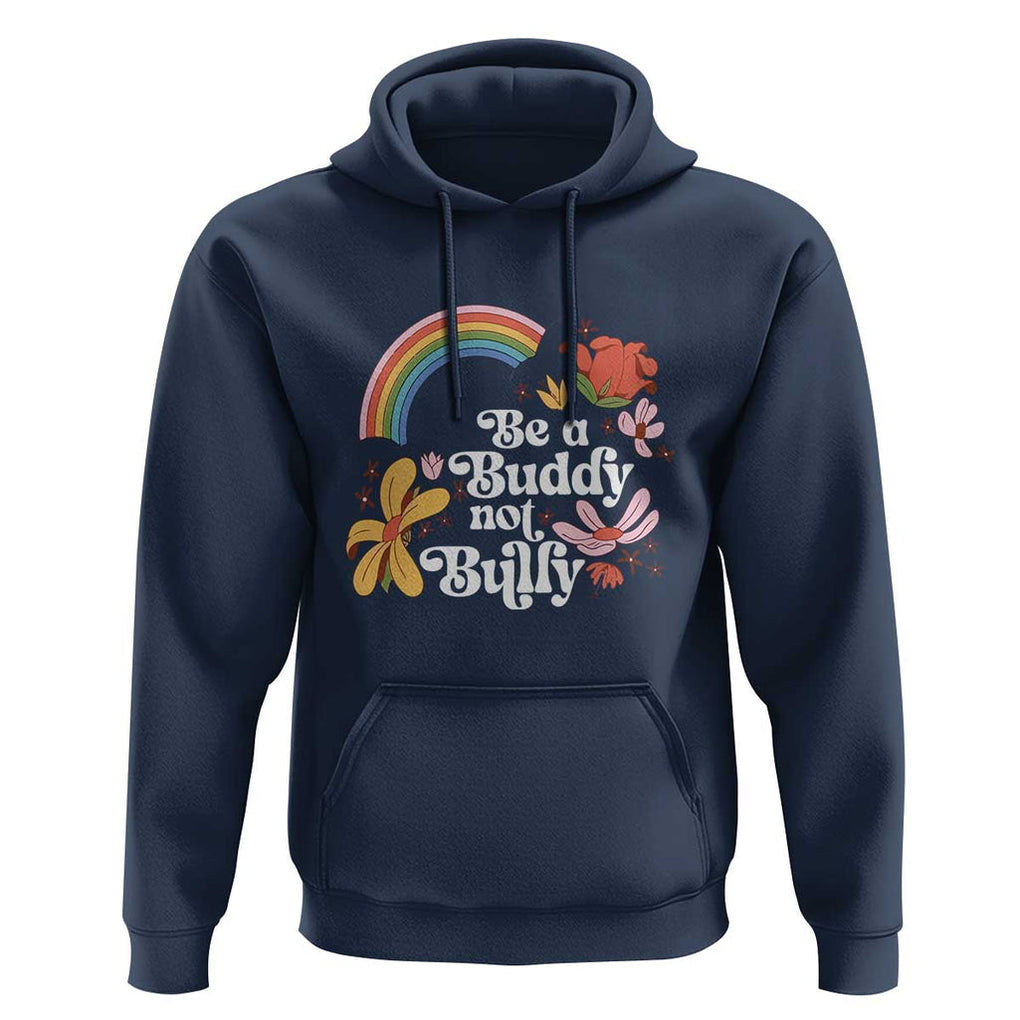 Unity Day Hoodie Be A Buddy Not A Bully Anti Bullying Awareness Flower Star TS11 Navy Print Your Wear