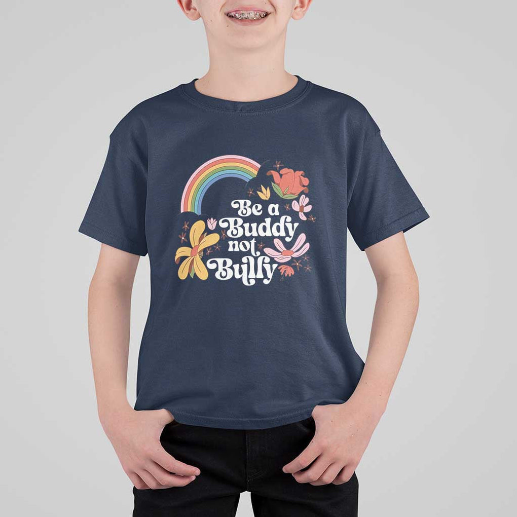 Unity Day T Shirt For Kid Be A Buddy Not A Bully Anti Bullying Awareness Flower Star TS11 Navy Print Your Wear