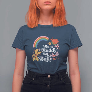 Unity Day T Shirt For Women Be A Buddy Not A Bully Anti Bullying Awareness Flower Star TS11 Navy Print Your Wear