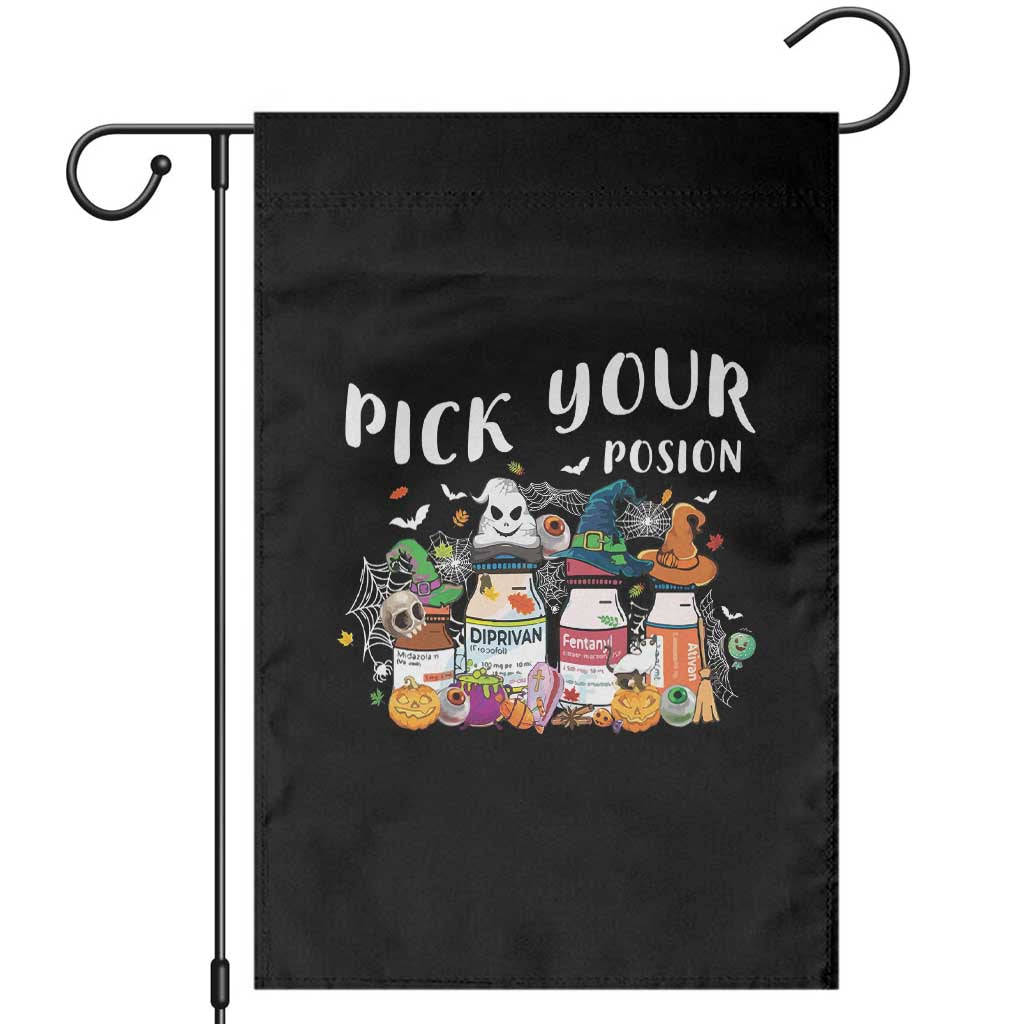 Halloween Nurse Garden Flag Pick Your Poison Pharmacy Witches TS11 Black Print Your Wear