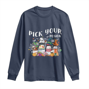 Halloween Nurse Long Sleeve Shirt Pick Your Poison Pharmacy Witches TS11 Navy Print Your Wear