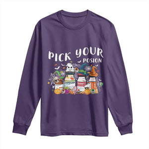 Halloween Nurse Long Sleeve Shirt Pick Your Poison Pharmacy Witches TS11 Purple Print Your Wear