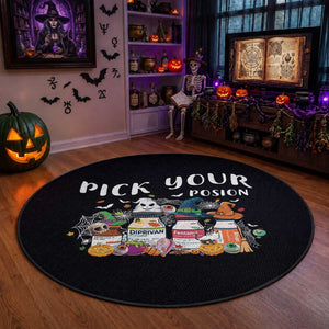 Halloween Nurse Round Rug Pick Your Poison Pharmacy Witches
