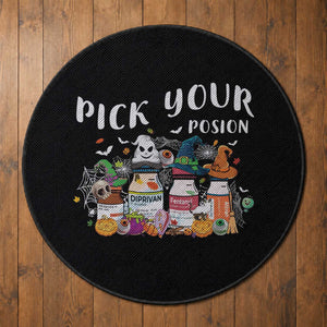 Halloween Nurse Round Rug Pick Your Poison Pharmacy Witches