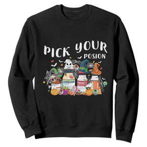 Halloween Nurse Sweatshirt Pick Your Poison Pharmacy Witches TS11 Black Print Your Wear