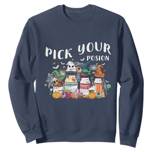 Halloween Nurse Sweatshirt Pick Your Poison Pharmacy Witches TS11 Navy Print Your Wear