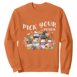 Halloween Nurse Sweatshirt Pick Your Poison Pharmacy Witches TS11 Orange Print Your Wear