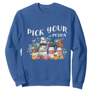 Halloween Nurse Sweatshirt Pick Your Poison Pharmacy Witches TS11 Royal Blue Print Your Wear