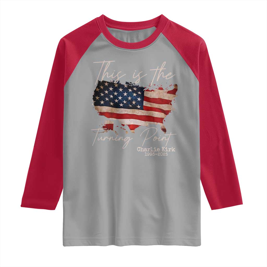 This Is The Turning Point Raglan Shirt Patriotic American Map Vintage USA Flag TS11 Sport Gray Red Print Your Wear
