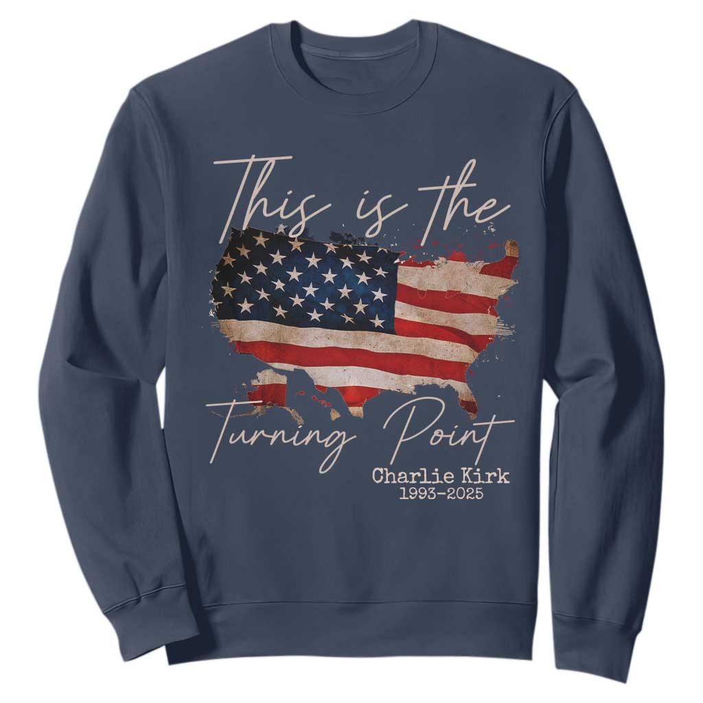 This Is The Turning Point Sweatshirt Patriotic American Map Vintage USA Flag TS11 Navy Print Your Wear