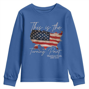 This Is The Turning Point Youth Sweatshirt Patriotic American Map Vintage USA Flag TS11 Royal Blue Print Your Wear