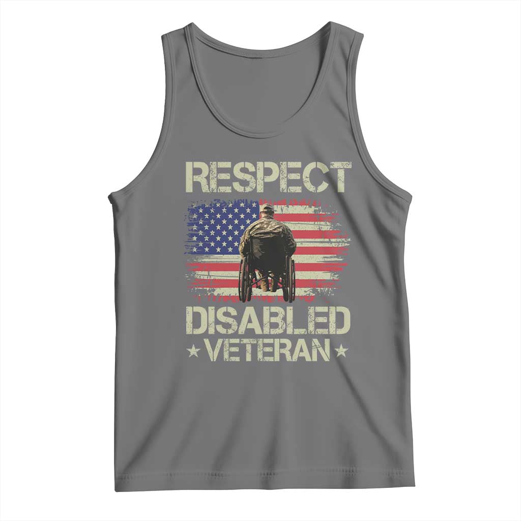 Respect Disabled Veteran Tank Top Military Soldier Vintage American Flag TS11 Black Heather Print Your Wear