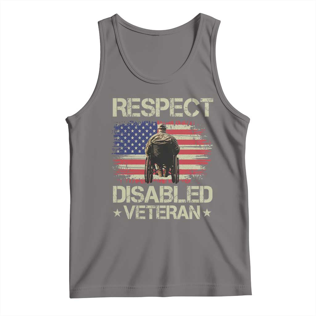 Respect Disabled Veteran Tank Top Military Soldier Vintage American Flag TS11 Deep Heather Print Your Wear