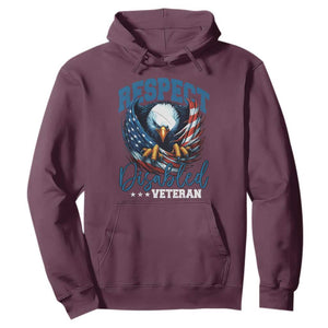 Respect Disabled Veteran Hoodie Military Soldier American Flag Bald Eagle TS11 Maroon Print Your Wear