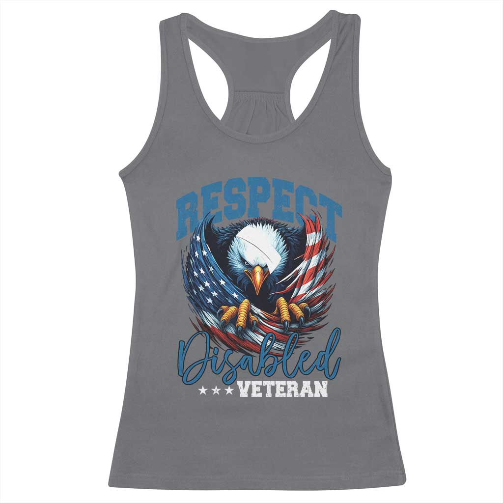 Respect Disabled Veteran Racerback Tank Top Military Soldier American Flag Bald Eagle TS11 Charcoal Print Your Wear