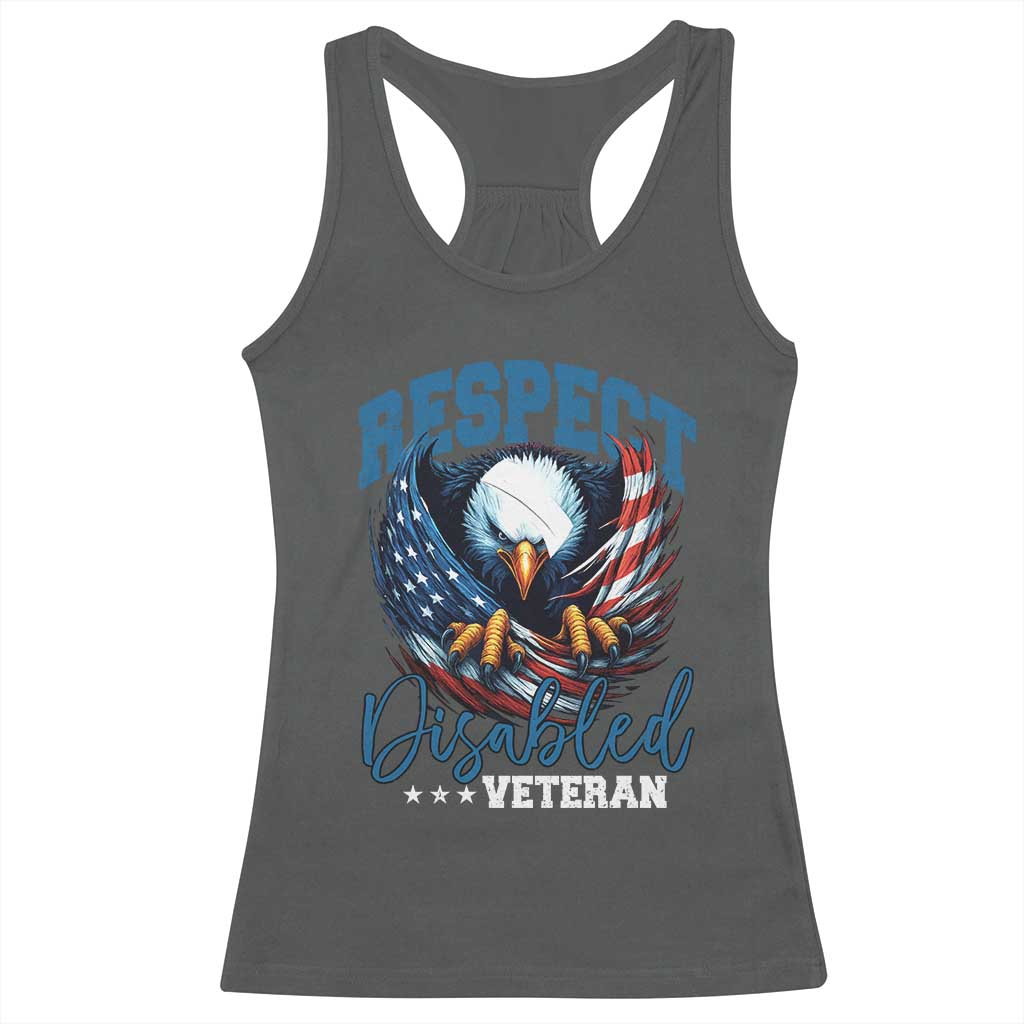 Respect Disabled Veteran Racerback Tank Top Military Soldier American Flag Bald Eagle TS11 Dark Heather Print Your Wear