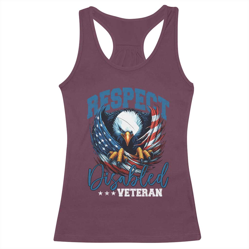 Respect Disabled Veteran Racerback Tank Top Military Soldier American Flag Bald Eagle TS11 Maroon Print Your Wear