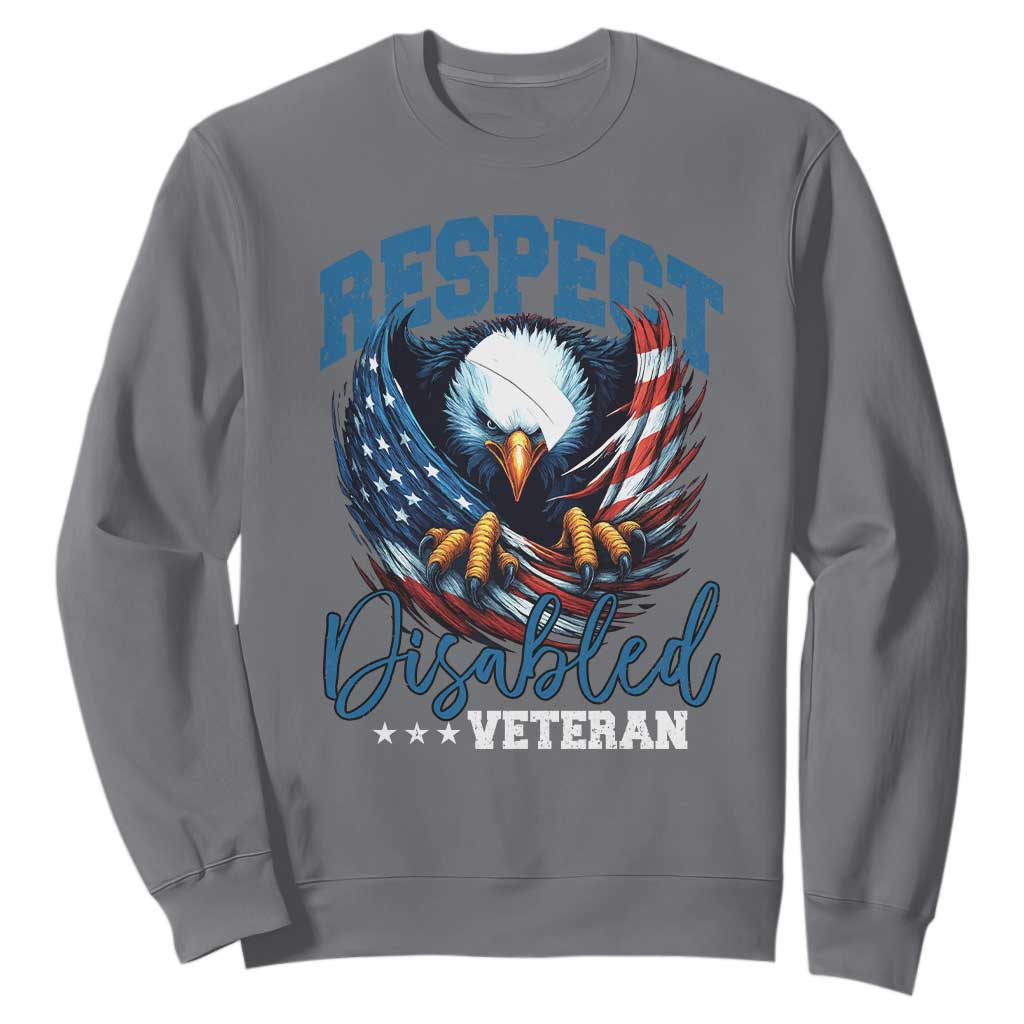 Respect Disabled Veteran Sweatshirt Military Soldier American Flag Bald Eagle TS11 Charcoal Print Your Wear