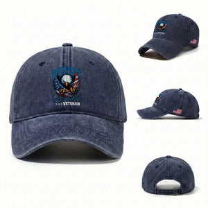Respect Disabled Veteran Washed Cotton Baseball Cap Military Soldier American Flag Bald Eagle TS11 Washed Cap Universal Fit Navy Print Your Wear