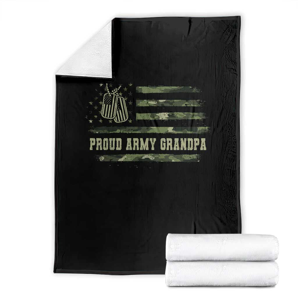 Proud Army Grandpa Throw Blanket Vintage Camo American Flag Veteran TS11 Black Print Your Wear