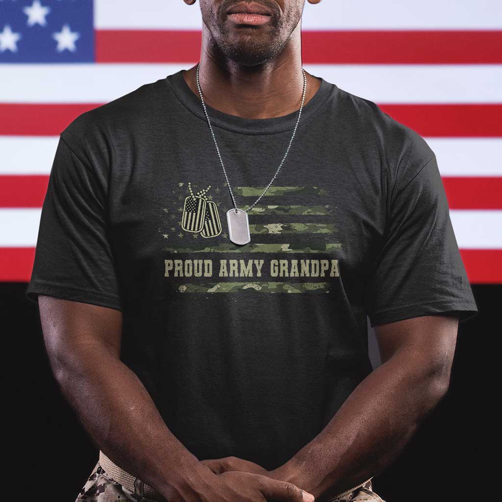 Proud Army Grandpa T Shirt Vintage Camo American Flag Veteran TS11 Black Print Your Wear