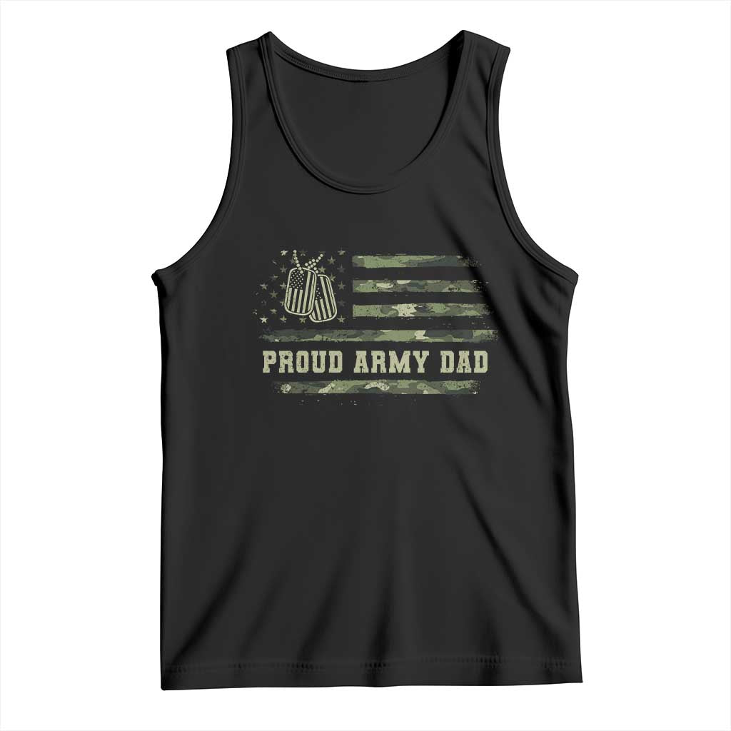 Proud Army Dad Tank Top Vintage Camo American Flag Veteran Father's Day TS11 Black Print Your Wear