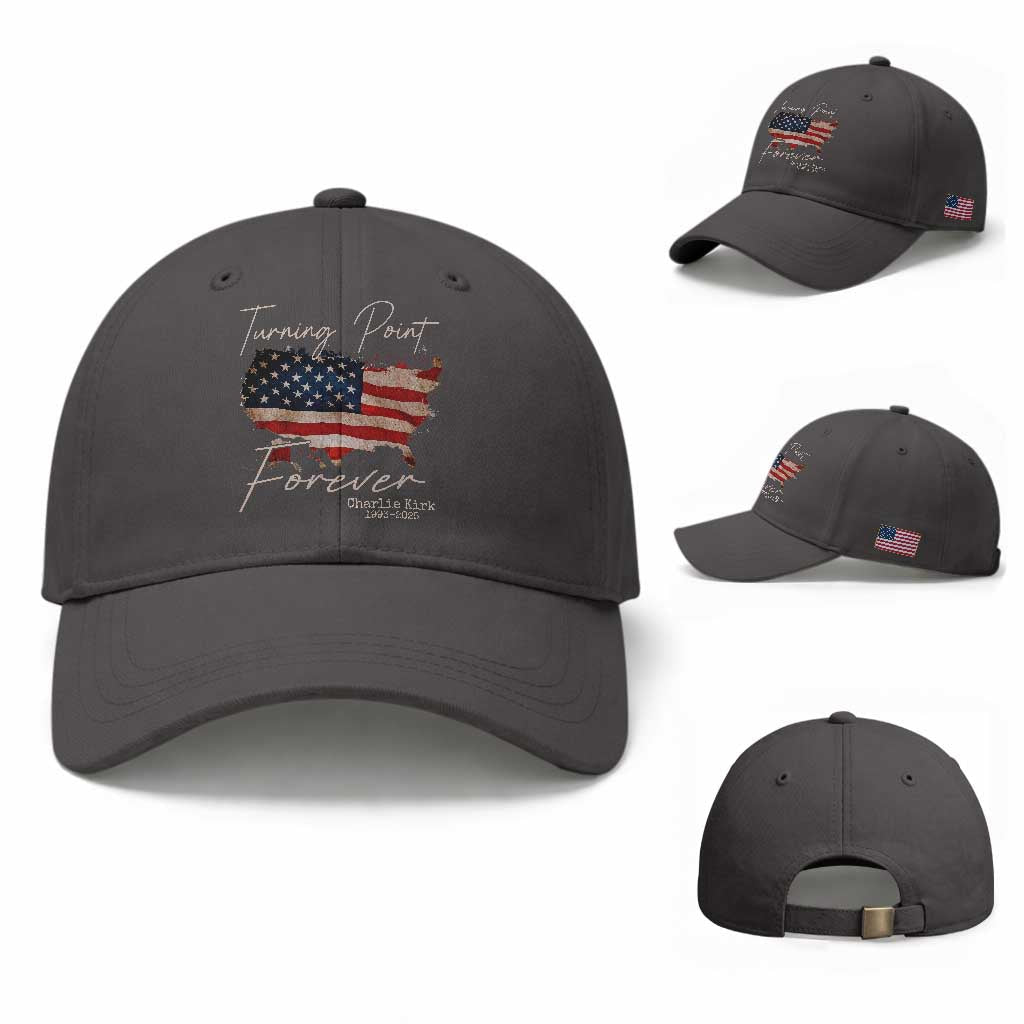 Turning Point Forever Baseball Cap Patriotic American Map Vintage USA Flag TS11 Baseball Cap Universal Fit Dark Gray Print Your Wear