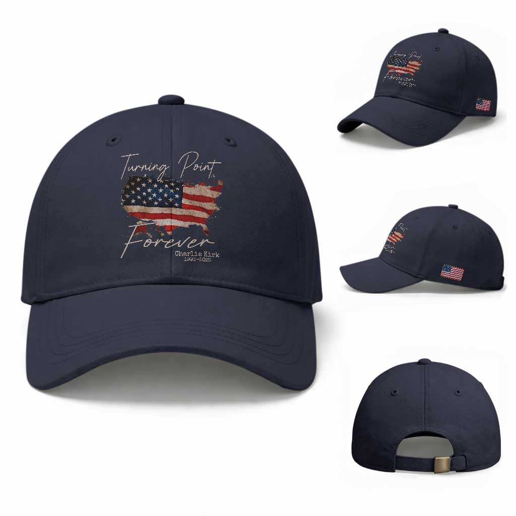 Turning Point Forever Baseball Cap Patriotic American Map Vintage USA Flag TS11 Baseball Cap Universal Fit Navy Print Your Wear