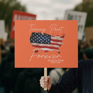 Turning Point Forever Protest Sign Patriotic American Map Vintage USA Flag TS11 Horizontal 18" × 24" Orange Print Your Wear