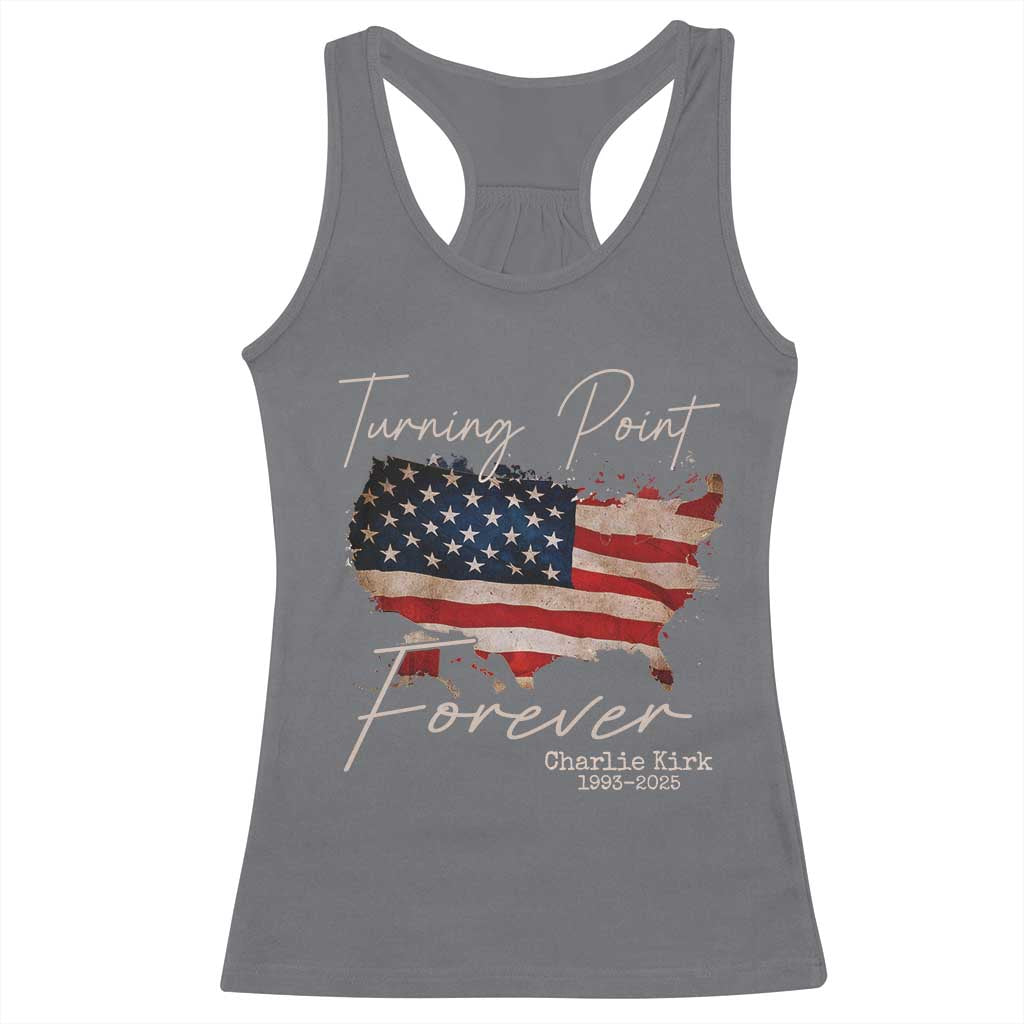 Turning Point Forever Racerback Tank Top Patriotic American Map Vintage USA Flag TS11 Charcoal Print Your Wear