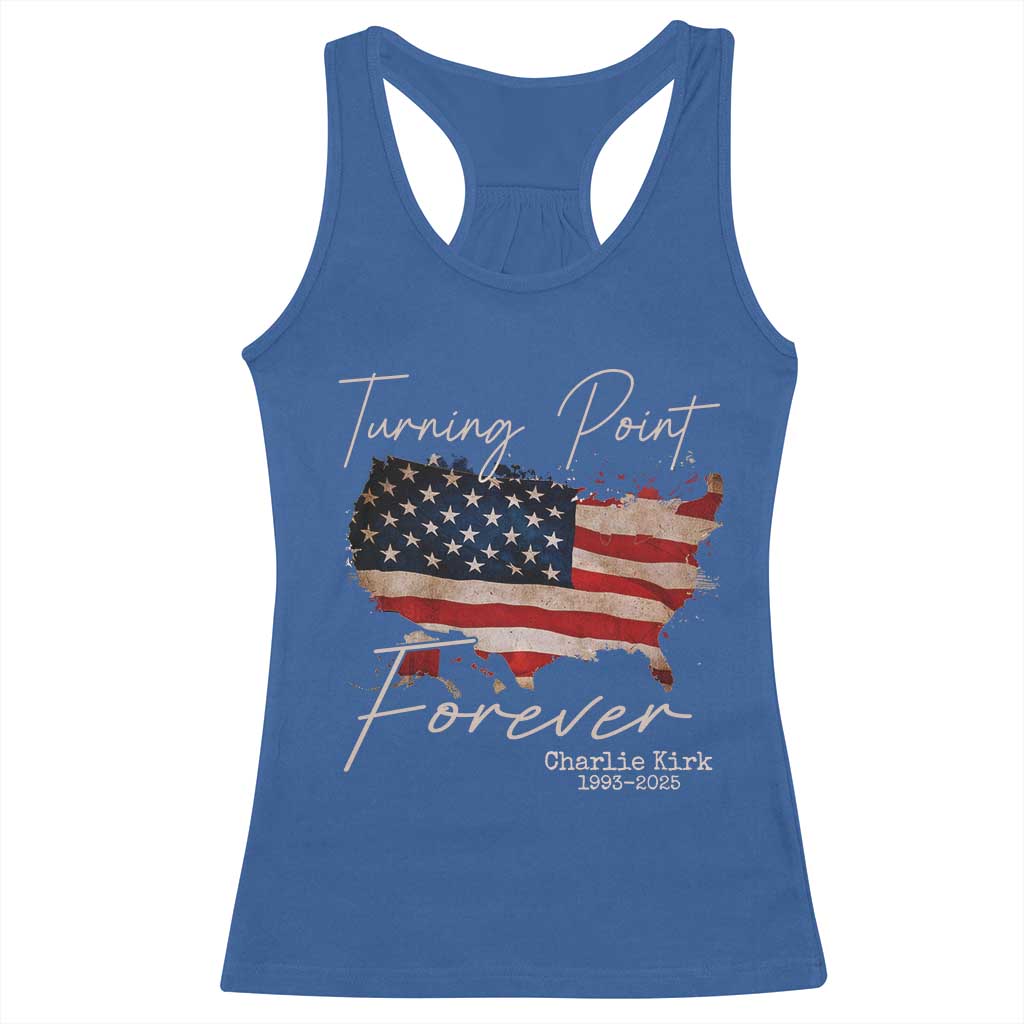 Turning Point Forever Racerback Tank Top Patriotic American Map Vintage USA Flag TS11 Royal Blue Print Your Wear