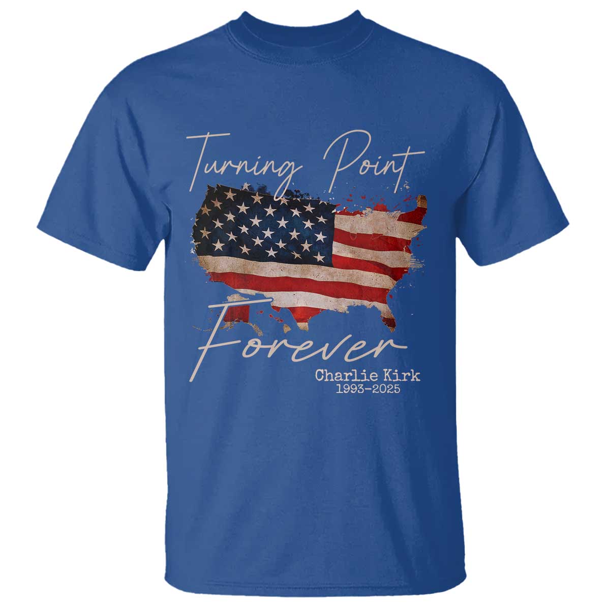 Turning Point Forever T Shirt Patriotic American Map Vintage USA Flag TS11 Royal Blue Print Your Wear