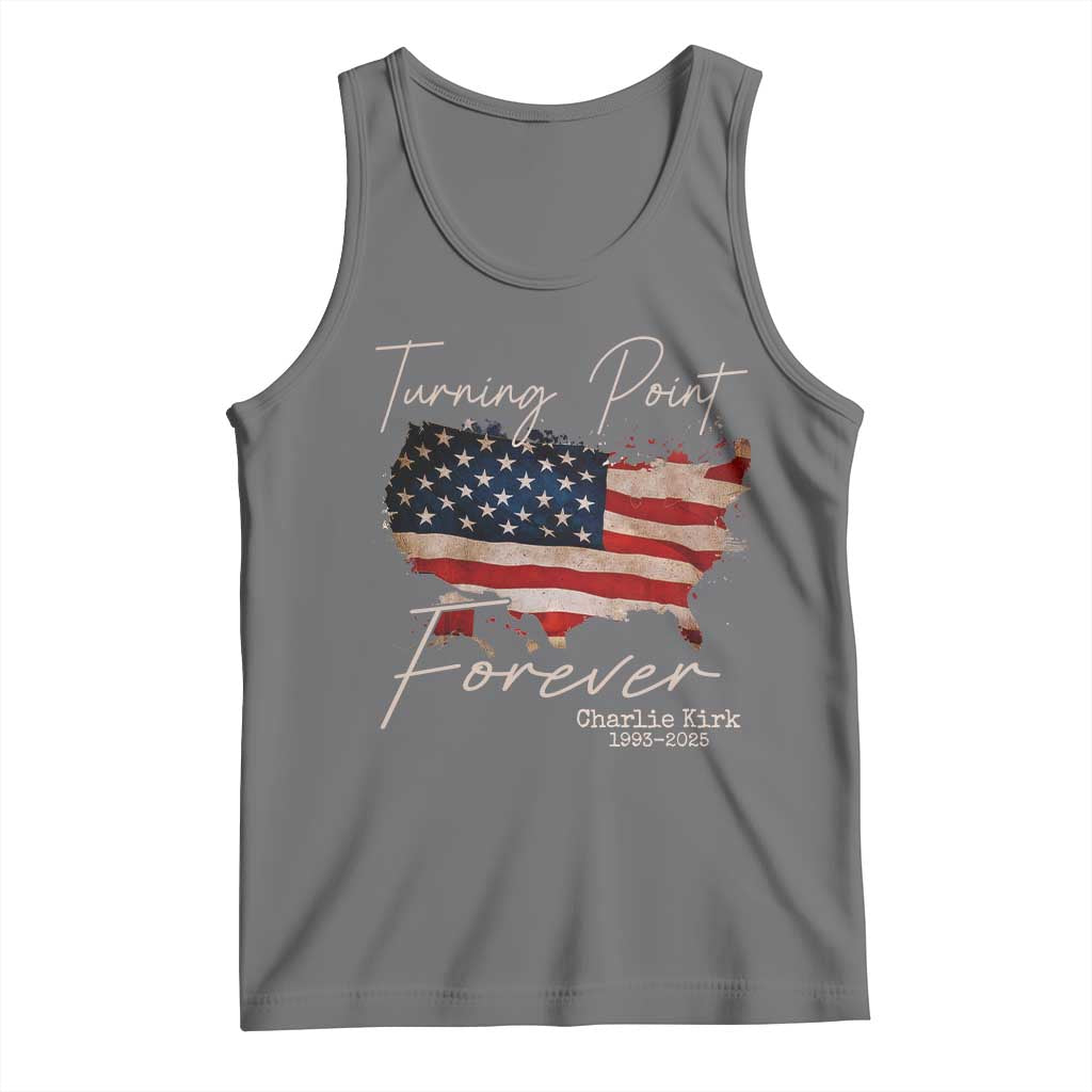 Turning Point Forever Tank Top Patriotic American Map Vintage USA Flag TS11 Black Heather Print Your Wear