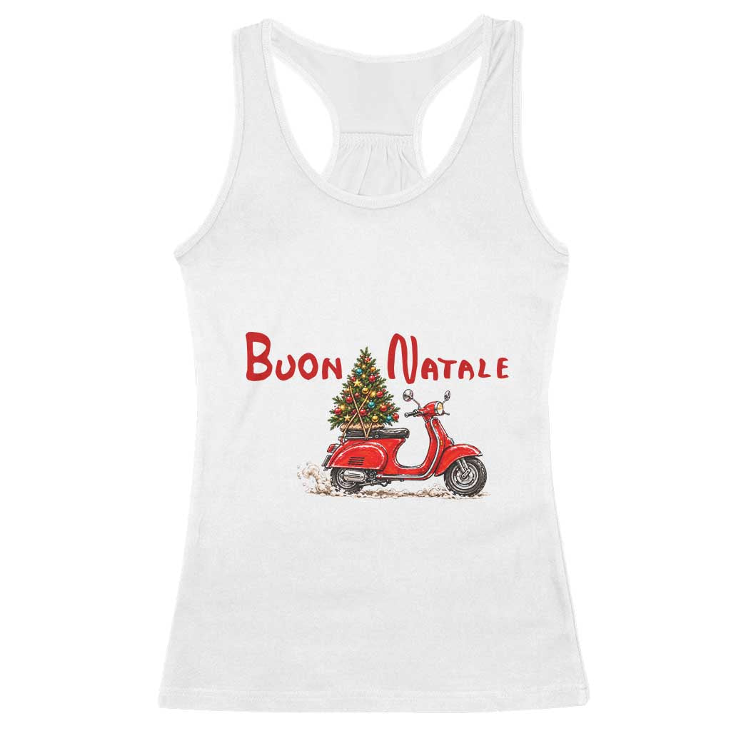 Italian Christmas Motor Scooter Racerback Tank Top Buon Natale Xmas Tree Italy Pride