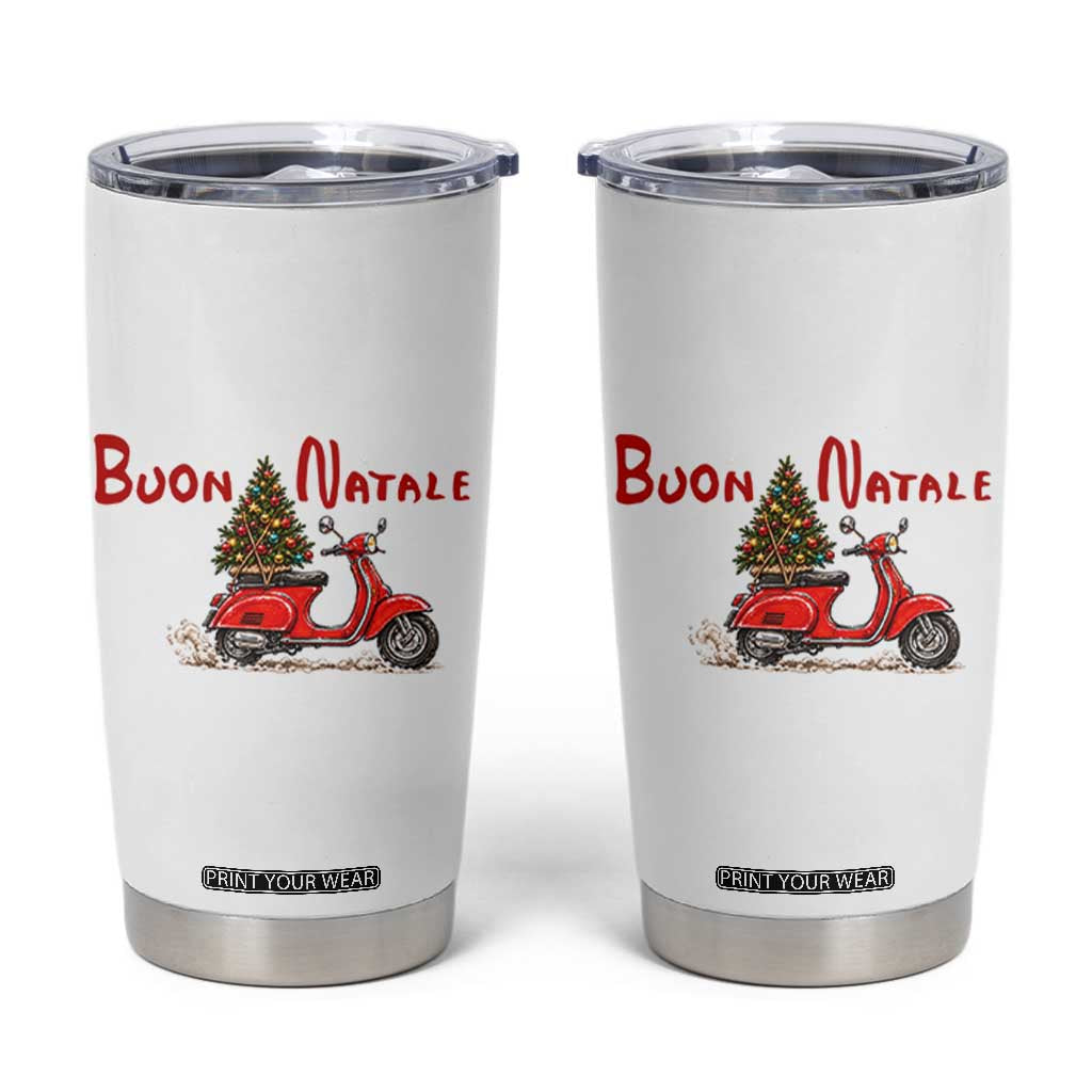 Italian Christmas Motor Scooter Tumbler Cup Buon Natale Xmas Tree Italy Pride