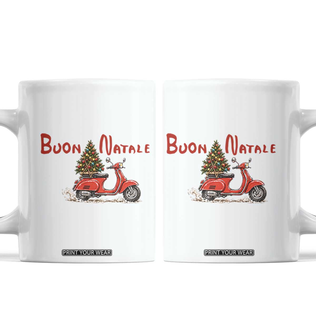 Italian Christmas Motor Scooter Coffee Mug Buon Natale Xmas Tree Italy Pride