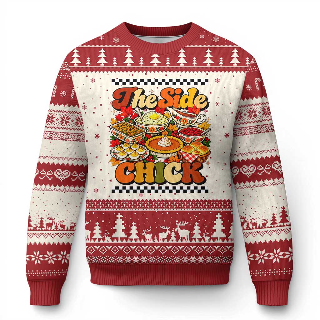 Funny Thanksgiving Food The Side Chick Ugly Christmas Sweater Fall Season Dinner Friendsgiving Family Matching