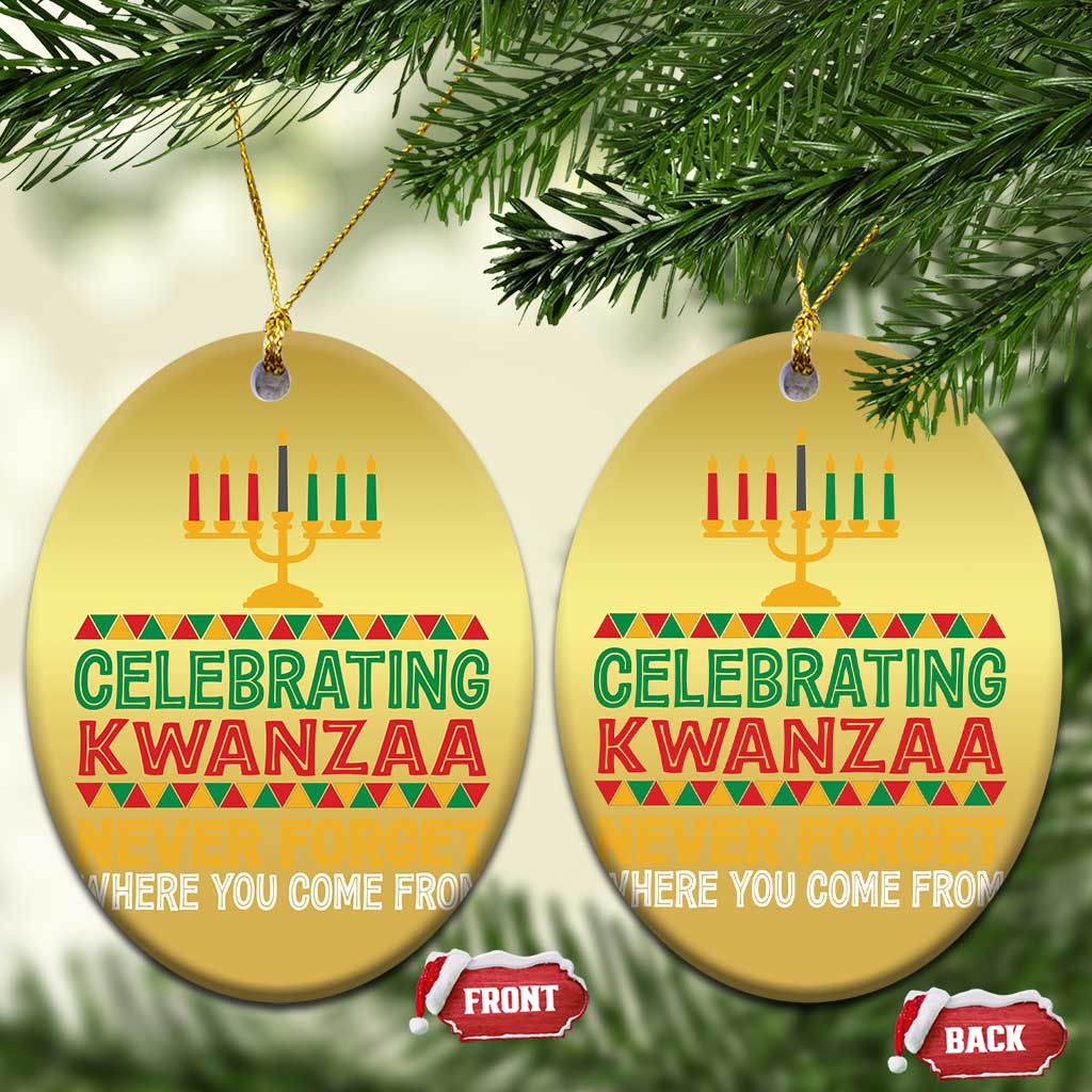 Celebrating Kwanzaa Never Forget Where You Come From Kinara Candle Christmas Ornament TS11 Oval Gold Print Your Wear