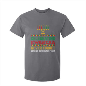 Celebrating Kwanzaa Never Forget Where You Come From Kinara Candle T Shirt For Kid TS11 Charcoal Print Your Wear