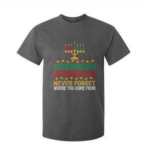 Celebrating Kwanzaa Never Forget Where You Come From Kinara Candle T Shirt For Kid TS11 Dark Heather Print Your Wear