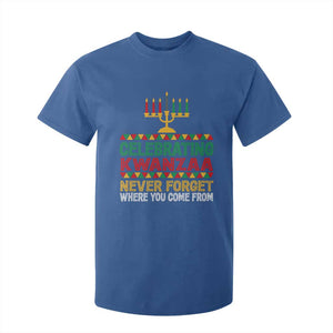 Celebrating Kwanzaa Never Forget Where You Come From Kinara Candle T Shirt For Kid TS11 Royal Blue Print Your Wear