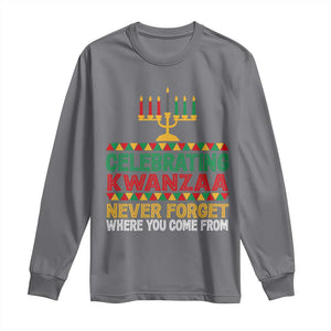 Celebrating Kwanzaa Never Forget Where You Come From Kinara Candle Long Sleeve Shirt TS11 Charcoal Print Your Wear