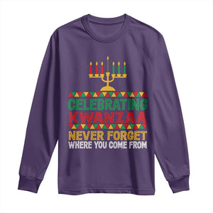 Celebrating Kwanzaa Never Forget Where You Come From Kinara Candle Long Sleeve Shirt TS11 Purple Print Your Wear